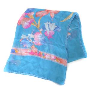 LEONARD 近年モデル ストール シルク100% 花柄 ブルー IBO25