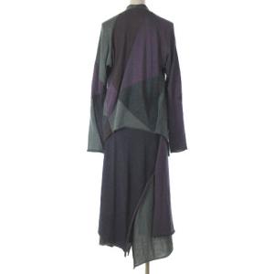 JURGEN LEHL セットアップ ロングスカート レイヤード イレギュラーヘム トッパーカーディガン パープル グレー M