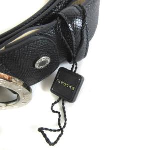 BVLGARI 37890 ベルト レザー 44 ブラック シルバー