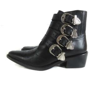 TOGA PULLA 22年製 メタルカウボーイブーツ ベルト レザー 36 ブラック