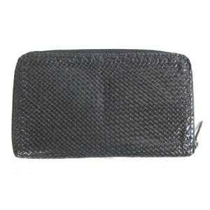 JURGEN LEHL 長財布 ゴートレザー メッシュ ラウンドファスナー ブラック