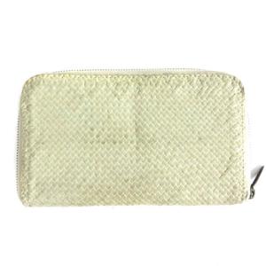 長財布 ウォレット 山羊革 ゴートレザー メッシュ ラウンドファスナー アイボリー