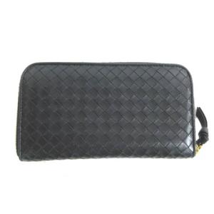 BOTTEGA VENETA 114076 長財布 イントレチャート ラウンドファスナー レザー ブラック