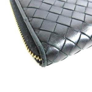 BOTTEGA VENETA 114076 長財布 イントレチャート ラウンドファスナー レザー ブラック