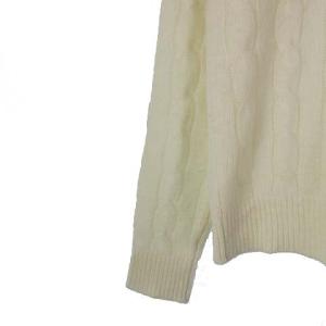 POLO RALPH LAUREN ニット セーター プルオーバー ケーブル ロゴ 刺繍 ワンポイント ウール カシミヤ混 アイボリー
