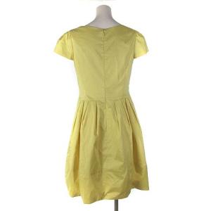 M'S GRACY ワンピース フレンチスリーブ 半袖 ひざ丈 リボン コットン混 イエロー 38