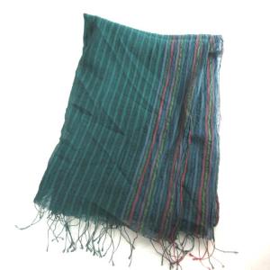 JURGEN LEHL ストール マルチストライプ フリンジ 春秋 グリーン 緑