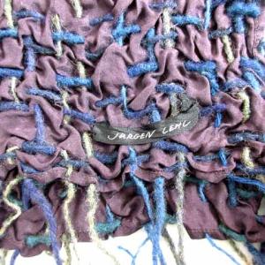 JURGEN LEHL ストール 編み込み フリンジ 春秋 ブラウン ネイビー 茶 紺