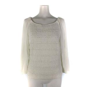 近年 ファンシー ニット カットソー 長袖 ツイード コットン混 ホワイト 白 40 M位