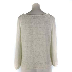 TO BE CHIC 近年 ファンシー ニット カットソー 長袖 ツイード コットン混 ホワイト 白 40 M位