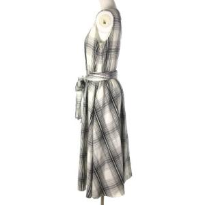 EPOCA 近年モデル ワンピース ロング チェック ノースリーブ ウエストマーク 40 ホワイト ブラック
