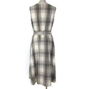 EPOCA 近年モデル ワンピース ロング チェック ノースリーブ ウエストマーク 40 ホワイト ブラック