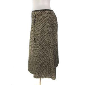 EPOCA 近年 ツイード フレア スカート ひざ丈 スリット ウール ベージュ 40