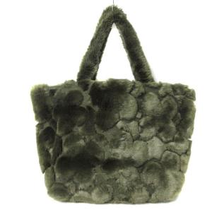 MISTO フィオーリ ハンドバッグ フェイクファー エコファー カーキ