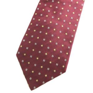 FENDI ネクタイ シルク100 FFロゴ 総柄 ボルドー