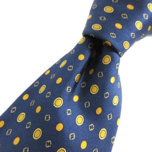 ネクタイ シルク100 FF ロゴ 総柄 ネイビー
