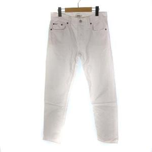 AVERY BOYFRIEND No.25 デニム パンツ ジーンズ テーパード レザーパッチ コットン ホワイト 白 W25