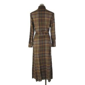 POLO RALPH LAUREN シャツワンピース 長袖 ロング マキシ ベルト チェック コットン ブラウン 2