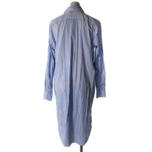 POLO RALPH LAUREN シャツワンピース ストライプ ワンポイント 長袖 スリット ブルー 青 0