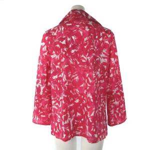 agnes b. オープンカラー シャツ ブラウス 長袖 花柄 総柄 コットン レッド 38