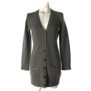 カーディガン ウール カシミヤ 長袖 ロング ベーシック チャコールグレー M