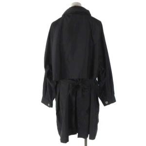 Salvatore Ferragamo ナイロン コート ロング フード 4B 比翼 ブラック M