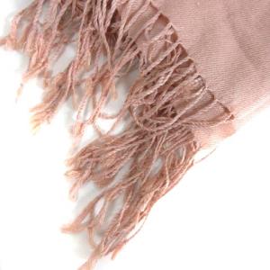 LANVIN シルク カシミヤ ストール 大判 マフラー フリンジ ロゴ 刺繍 ピンク