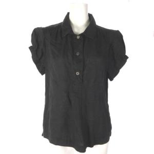 シャツ ブラウス 麻 リネン 半袖 パフスリーブ 黒 ブラック 2