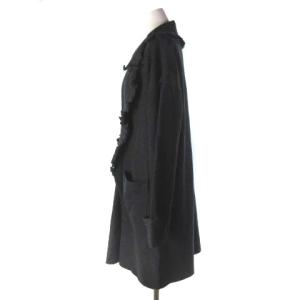 LANVIN COLLECTION ロング カーディガン 羽織り フリンジ ロールアップ チャコールグレー 38