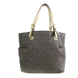 MICHAEL KORS ショルダーバッグ トートバッグ MK PVC 総ロゴ 茶 ブラウン SM0