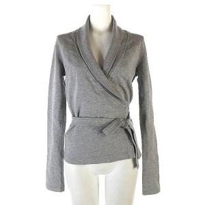 カーディガン スウェット 長袖 カシュクール クロス 無地 グレー S SM0