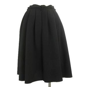 LANVIN en Bleu 近年 スカート ひざ丈 ランダムタック ストレッチ 黒 ブラック 38 IBO28