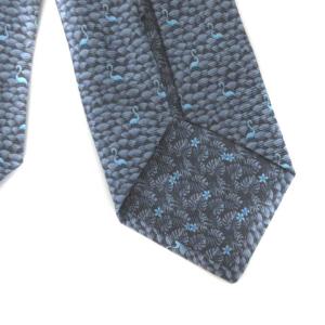 BVLGARI ネクタイ シルク100％ 総柄 白鳥柄 グレー ブルー IBO28
