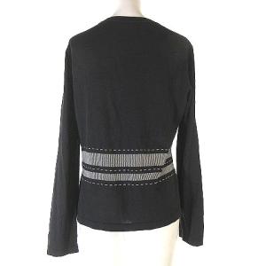 Salvatore Ferragamo カーディガン ニット 長袖 Vネック コットン 銀ボタン チャコールグレー M