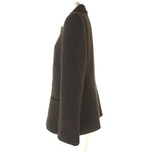 LEONARD ジャケット アンゴラ カシミヤ混 袖裏花柄 無地 ブラウン