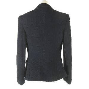 ARMANI COLLEZIONI ジャケット ニット ヘリンボーン 総柄 クレリック 2B コットン ブラック ネイビー