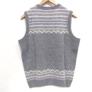 LACOSTE ニット ベスト ノルディック Vネック プルオーバー ウール ワニ ロゴパッチ グレー
