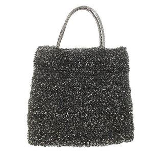 ハンドバッグ ワイヤー フラット スクエア ブラック