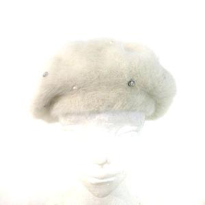TOCCA 近年 帽子 ニット ベレー帽 ウール フェイクファー ビジュー装飾 オフホワイト