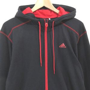 adidas タグ付き ジャケット パーカー フーディー ジップアップ ロゴ ステッチ AI856 ブラック