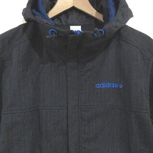 adidas タグ付き マウンテンパーカー ジャケット ストライプ ジップアップ 比翼 ロゴ刺繍 WE062 グレー