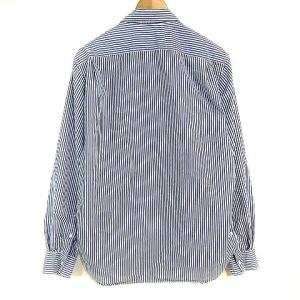 THE NORTH FACE ワイシャツ ストライプ 長袖 スリムフィット スナップボタン NR12261 ブルー ホワイト M