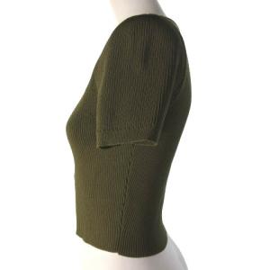 TOCCA カーディガン 半袖 畔 クロップド カーキ XS