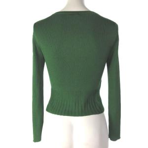 TOCCA カーディガン 長袖 テレコ 花型 ボタン グリーン 緑 XS