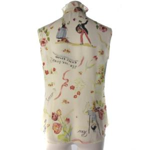 Lois CRAYON ノースリーブシャツ ブラウス フリル チュールレース シフォン アイボリー M