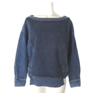 21SS デニムコンビカットトップ カットソー 長袖 プルオーバー インディゴ