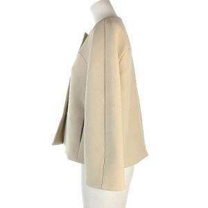 ANAYI 19AW ジャケット ノーカラー ショート丈 スナップボタン 総裏 無地 ライトベージュ 36