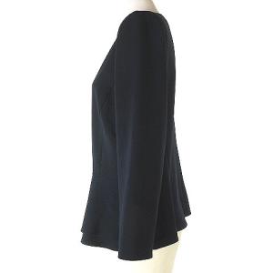 Leilian 近年 ブラウス カットソー ペプラム 長袖 プルオーバー 無地 ネイビー 9