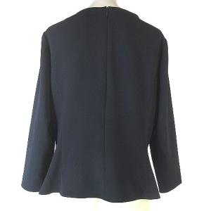 Leilian 近年 ブラウス カットソー ペプラム 長袖 プルオーバー 無地 ネイビー 9