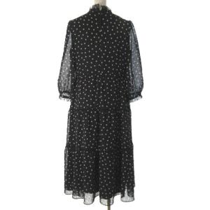 TO BE CHIC 近年モデル ロングワンピース ドット シフォン 7分袖 ブラック 